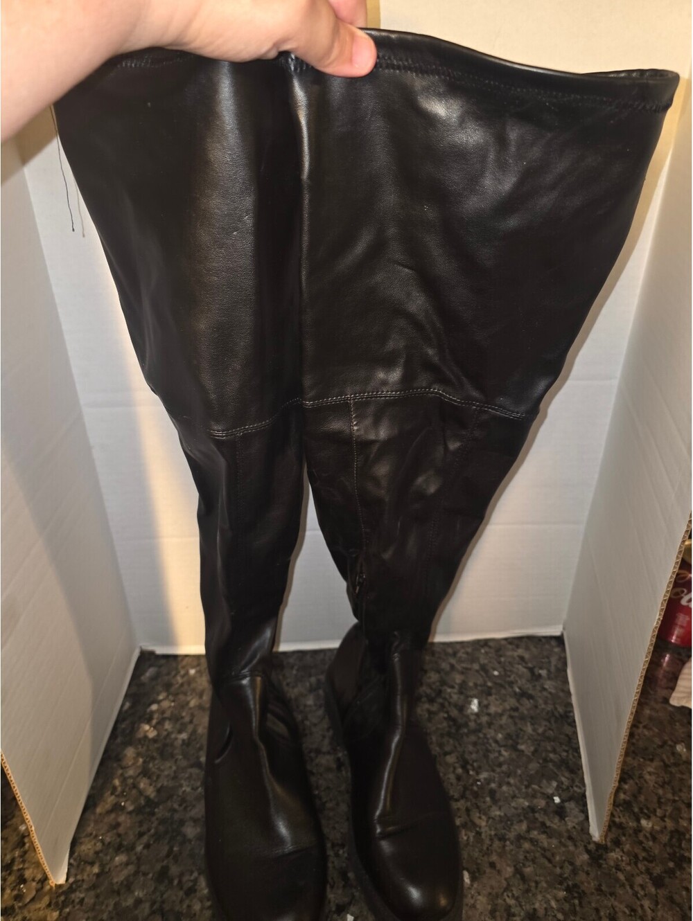 Charlotte Russe Women Black Vegan Leather Tall OTK  High Boots Size 9 Used